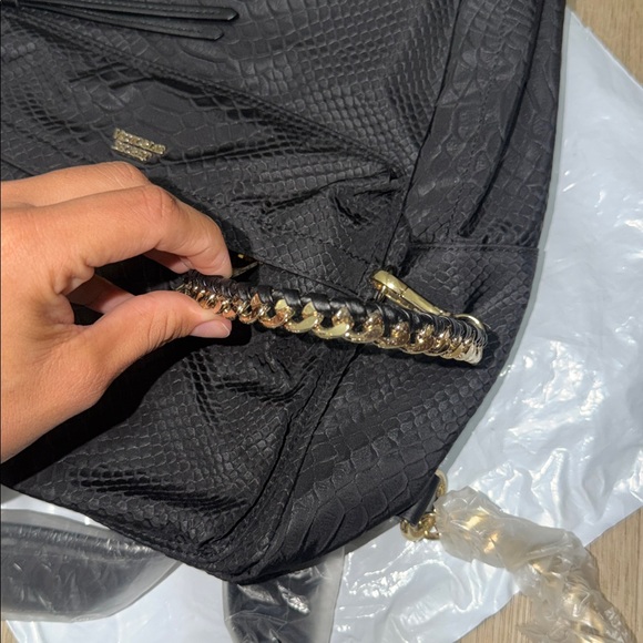 Victoria's Secret fashion show Black Textured Backpack with Gold Chain - Picture 3 of 6